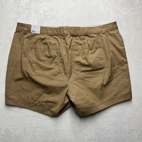 Lane Bryant Mid-Rise Chino shorts Women’s Sz 24 Khaki Brown NEW - Picture 7 of 8